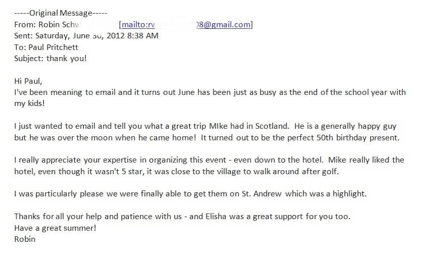 "It turned out to be the perfect 50th birthday present." Pioneer Golf